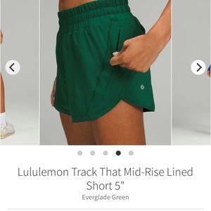 Lululemon Track That Short Mid Rise 5” in Everglade Green Size 14